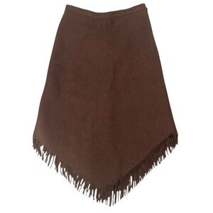 Peruvian Connection Baby Alpaca Wool Fringe Skirt in Chestnut Truffle Brown